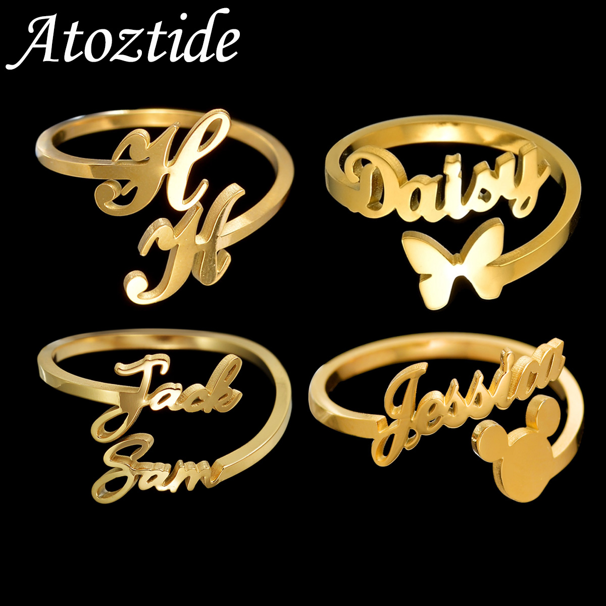 Wedding Zone - Atoztide Anelli con nomi personalizzati personalizzati